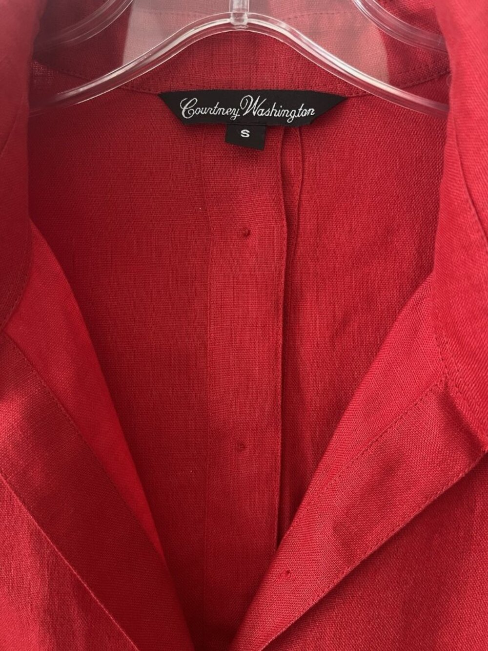 Courtney Washington 100% Linen Red Linen Top Size S Oversized Lagenlook NEW Art - Picture 6 of 10